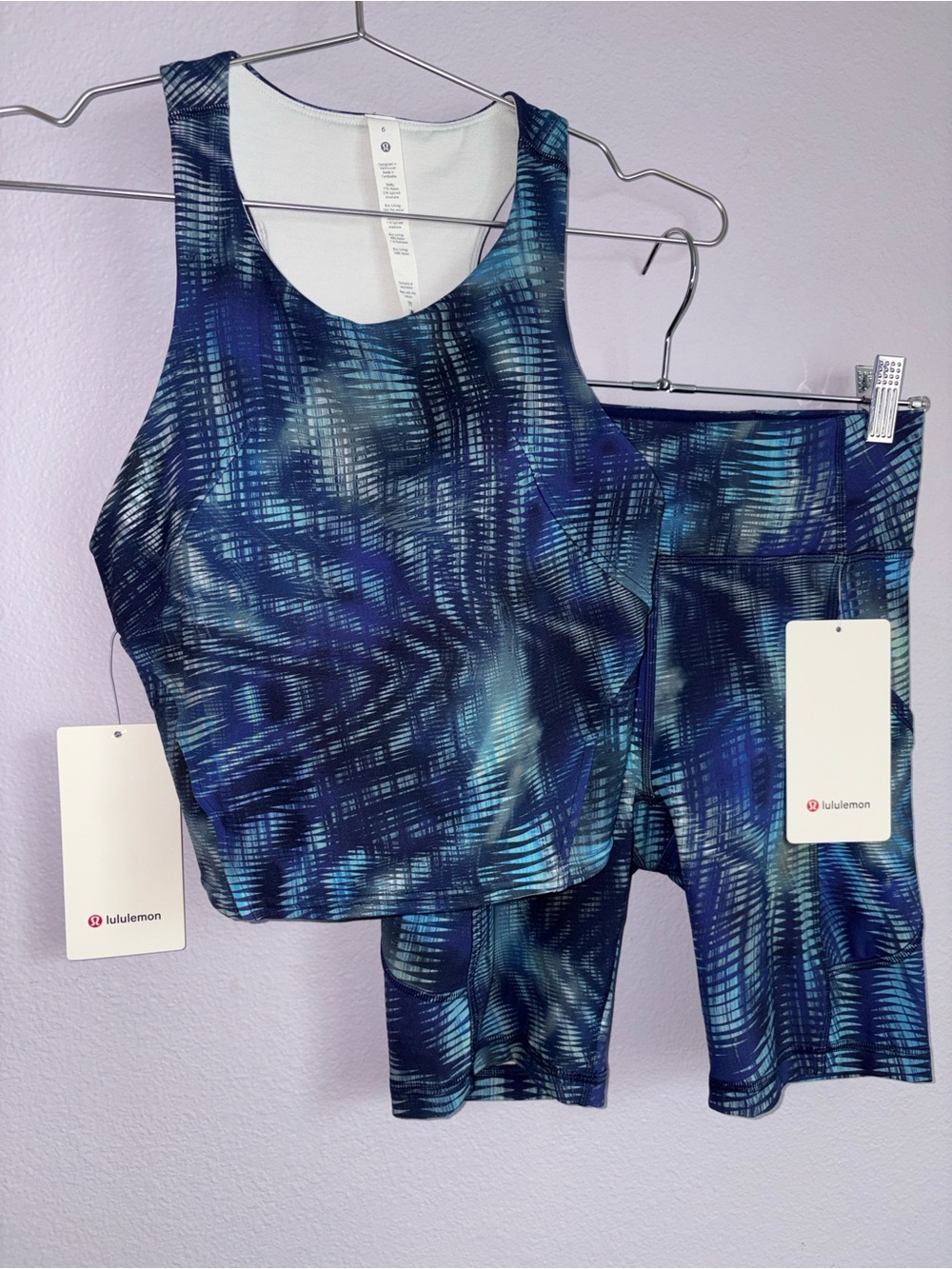Lululemon Invigorate HR Flux Blue Tank & Shorts Matching Training Set